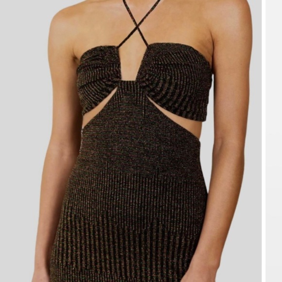 NWT Misha Dulci Metallic Stripe Cut Out Bodycon Dress - Picture 4 of 12
